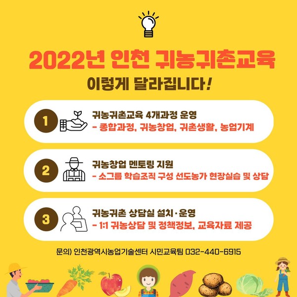 2022년 인천시 귀농귀촌교육 포스터(인천광역시청 제공)